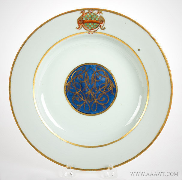 Porcelain, Chinese Export Armorial Dish, Arms of Winder
K'ang Hsi, Circa 1720, entire view